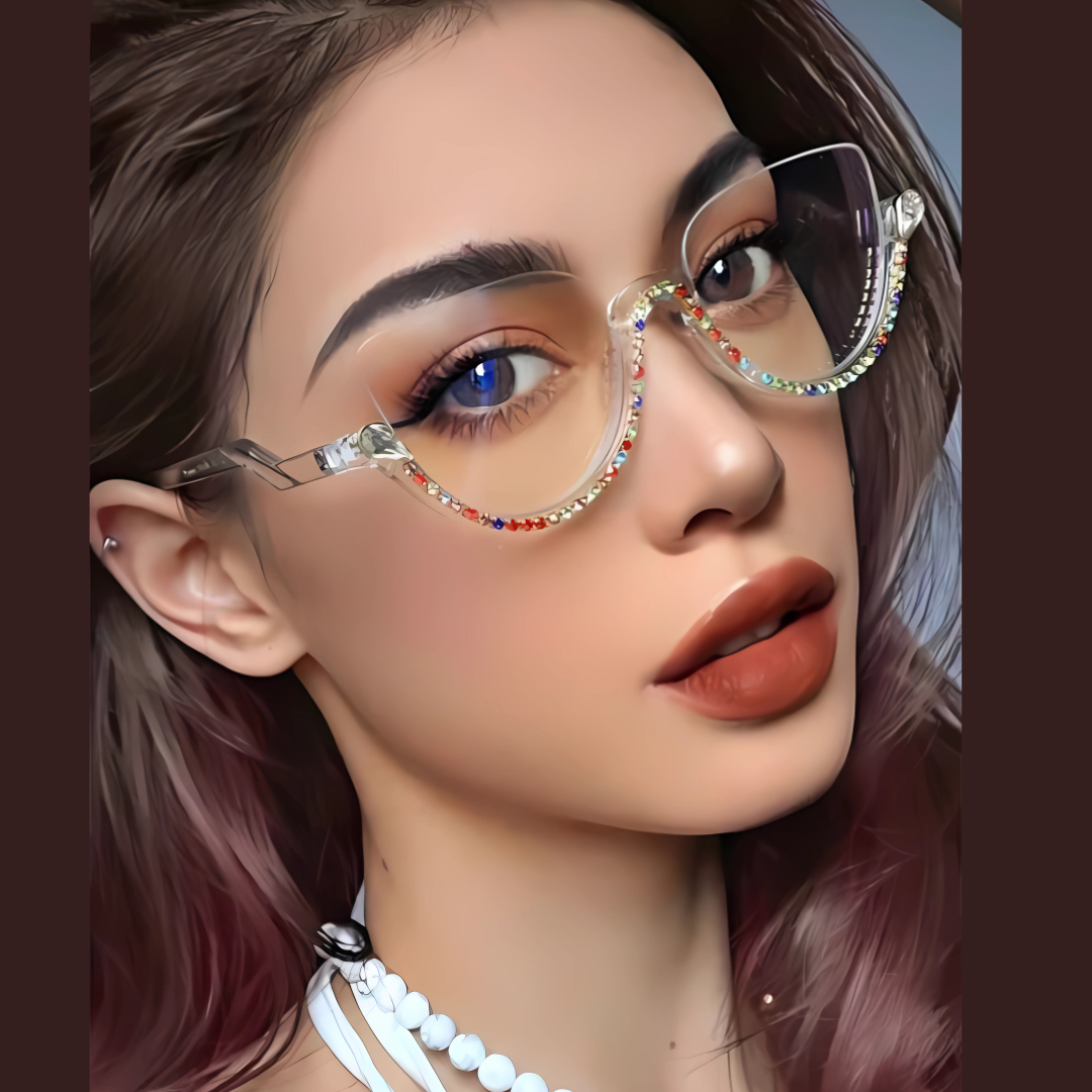 First Lens Half Rim Diamond Blue Light Computer Glasses