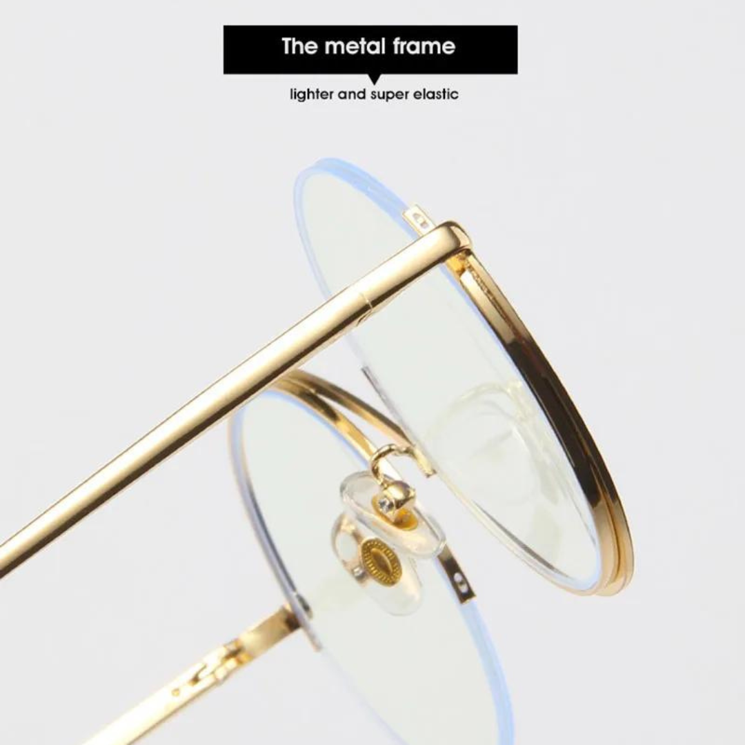 Person wearing First Lens Infinity Computer Glasses 001 - Gold