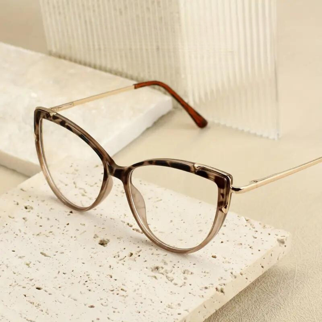 First Lens KittyEyes Blue Light Computer Glasses Tea Leopard 002 - B058
