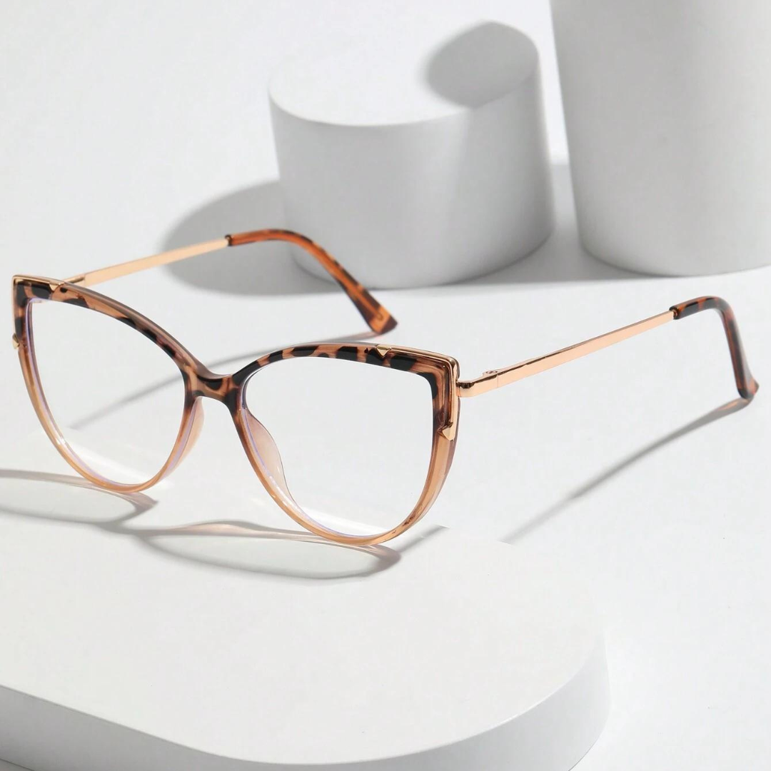 First Lens KittyEyes Blue Light Computer Glasses Tea Leopard 002 - B058