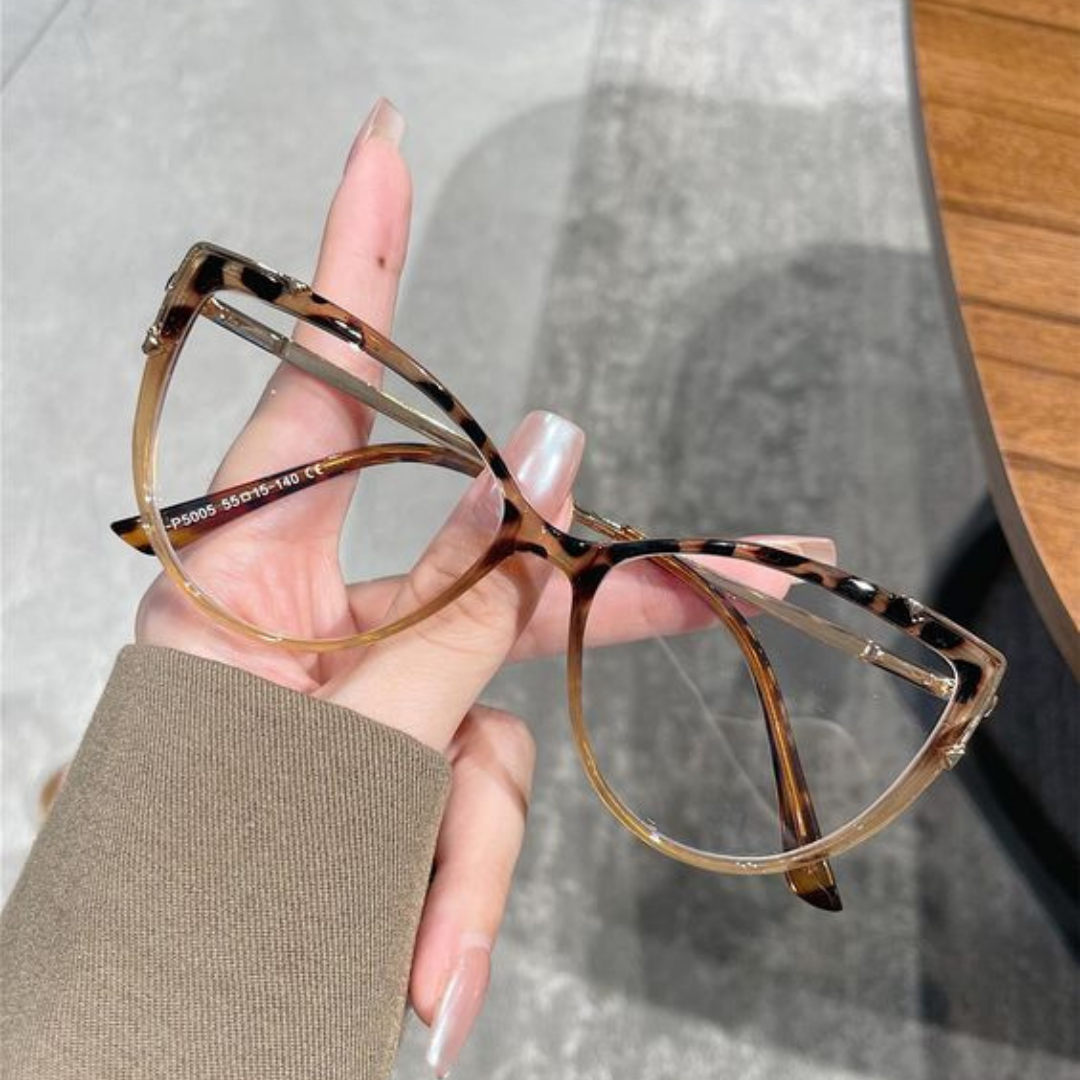 First Lens KittyEyes Blue Light Computer Glasses Tea Leopard 002 - B058