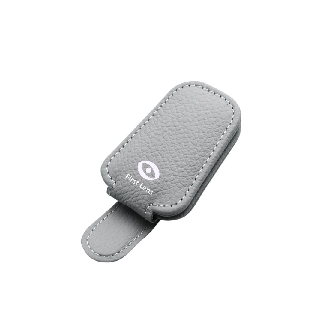Magnetic Leather Car Visor Sunglasses Holder | Secure Clip-On Organizer for Glasses, Cards & Receipts