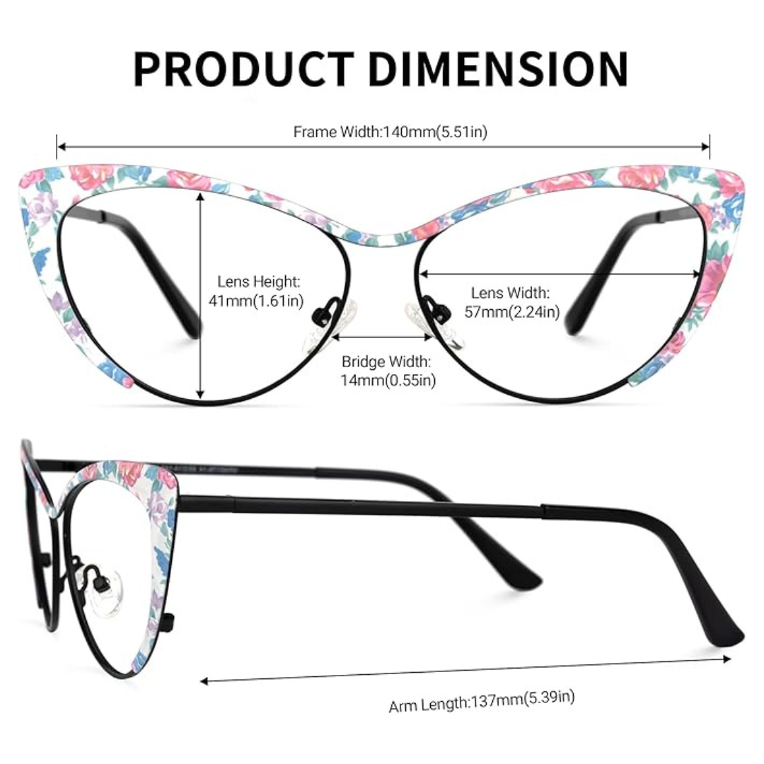 First Lens Meow Blue Light Computer Glasses - Floral - B051