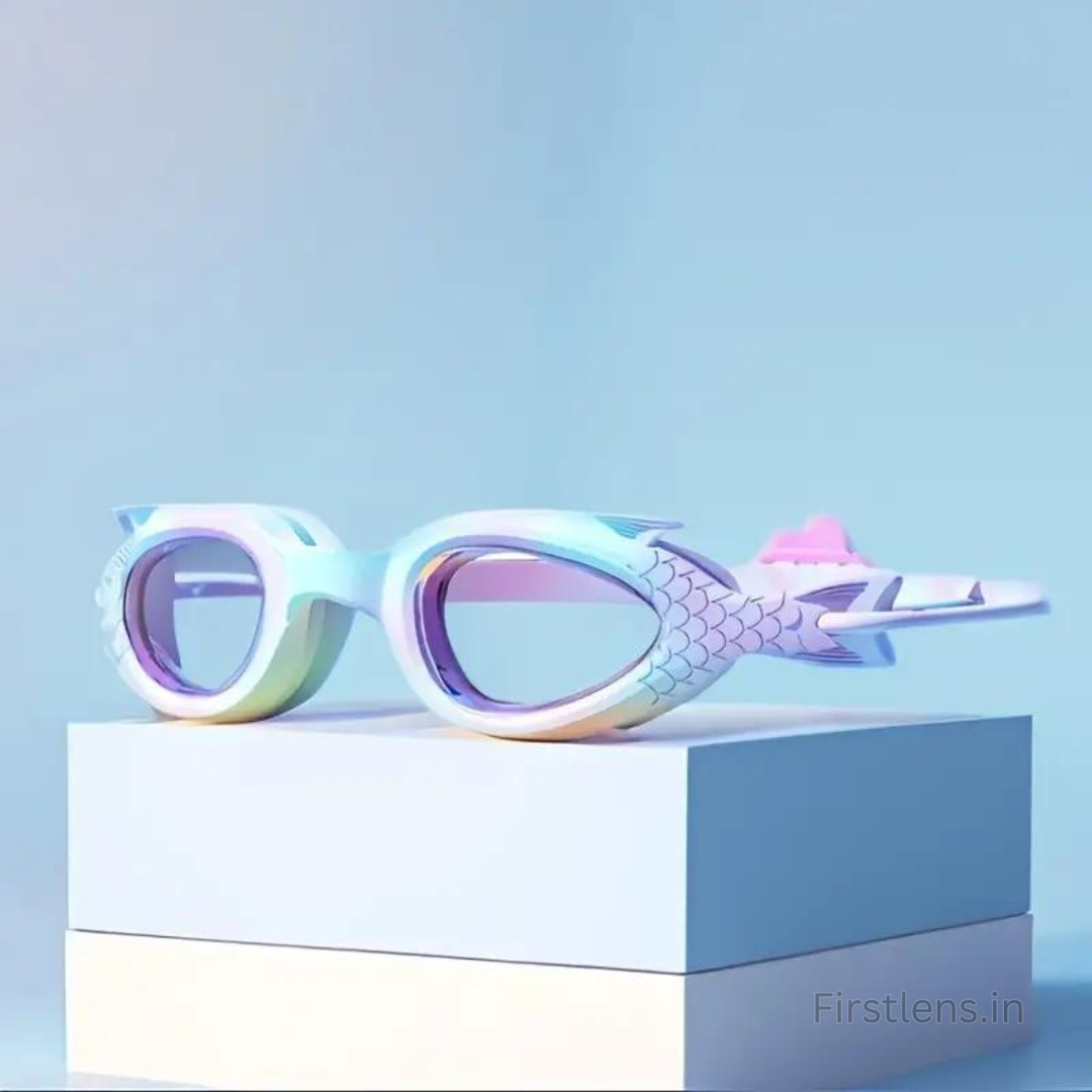 First Lens Mermaid Swimming Goggles for Children showcasing anti-fog lenses