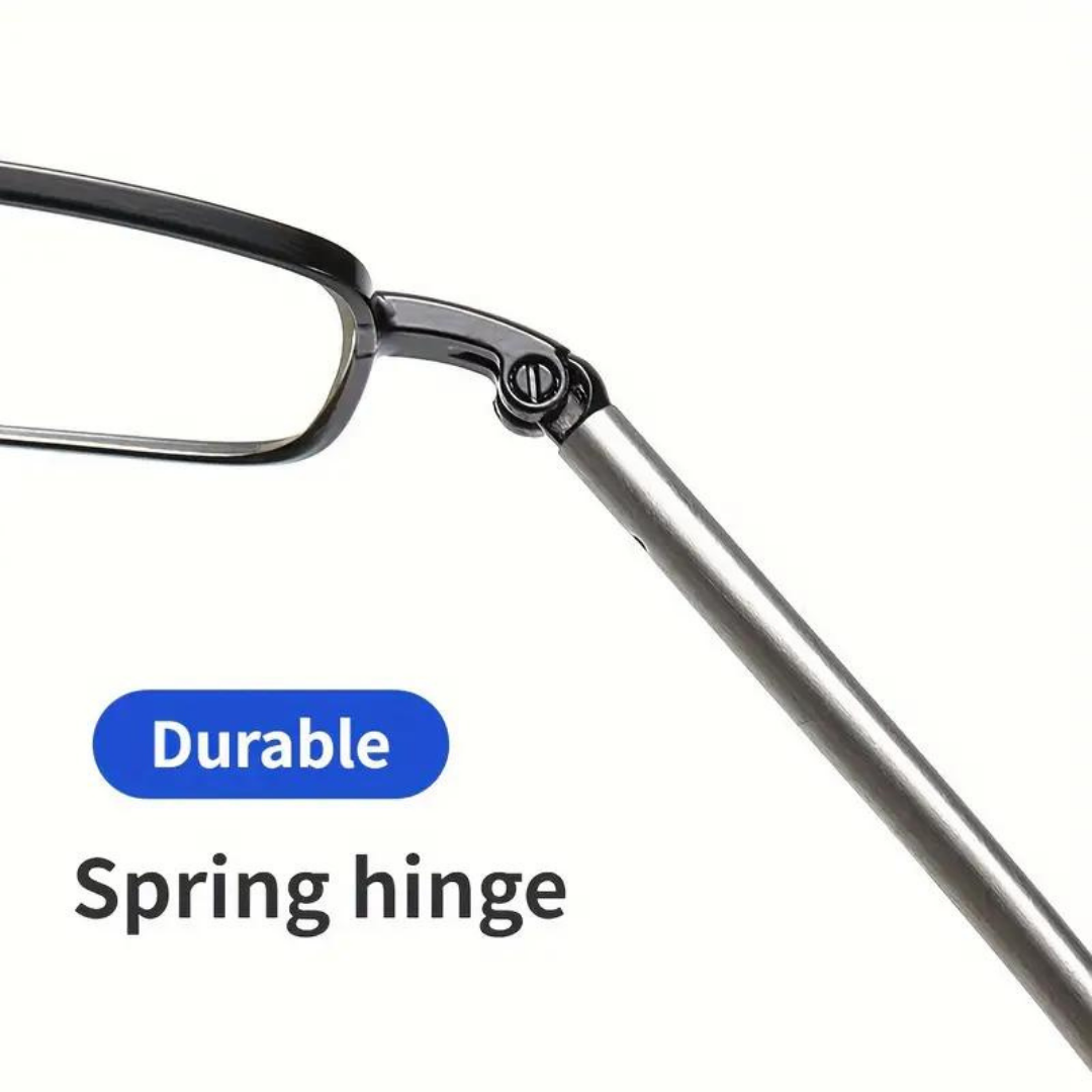 Foldable reading glasses with a metal frame