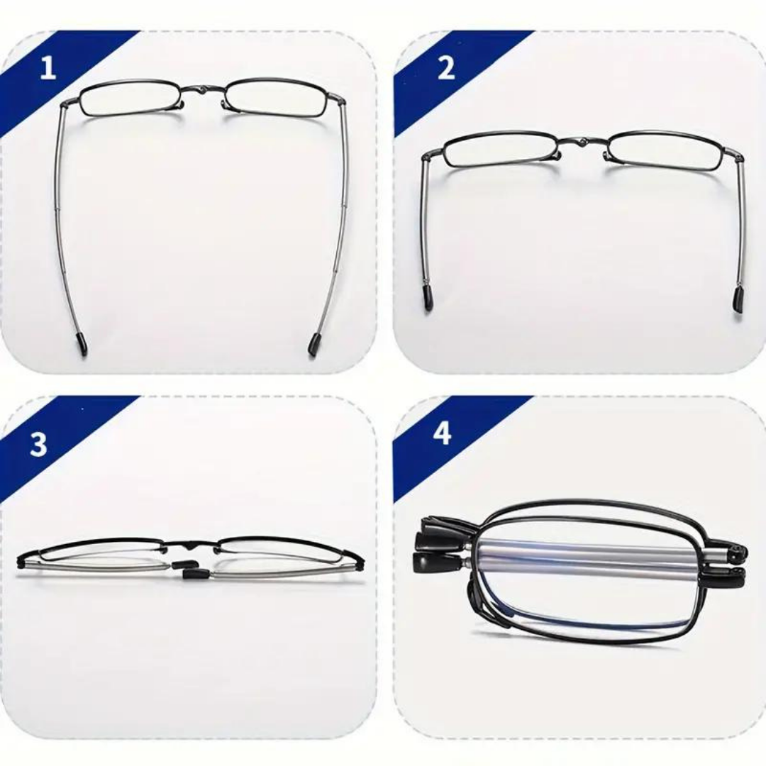 Foldable reading glasses for on-the-go use