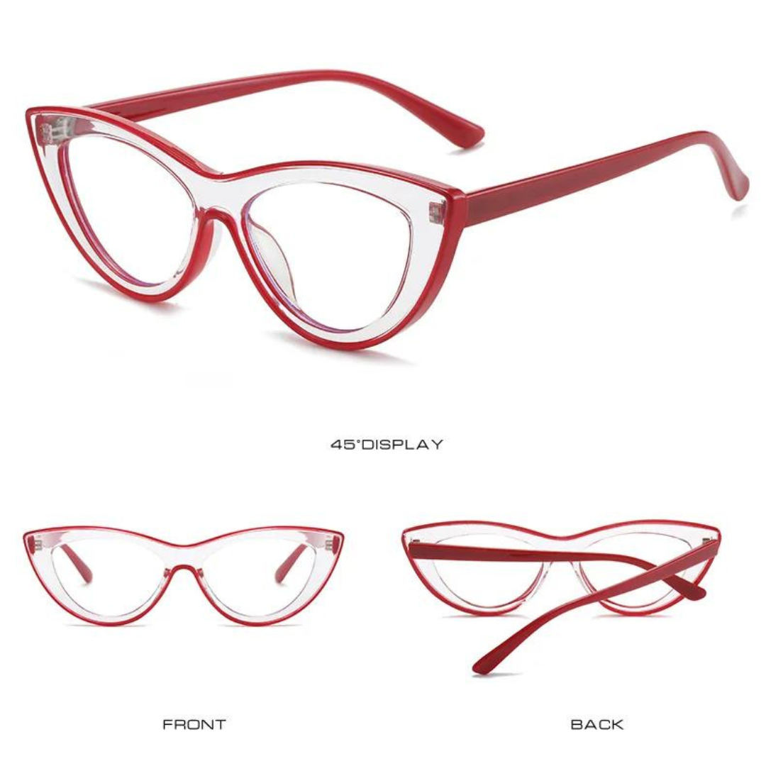First Lens Neon Kitten Blue Light  Computer Glasses - Red - B047