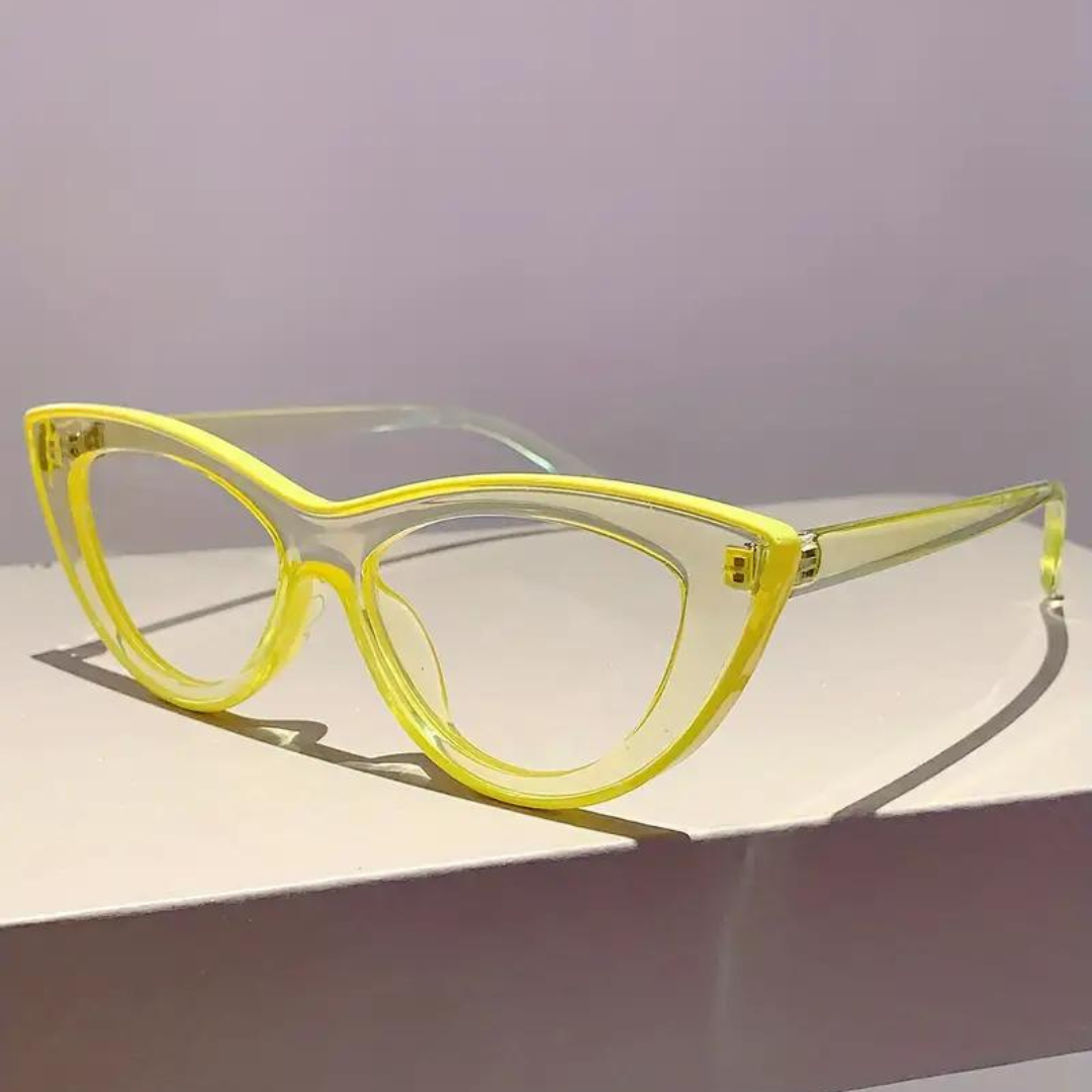 First Lens Neon Kitten Blue Light  Computer Glasses - Yellow - B048