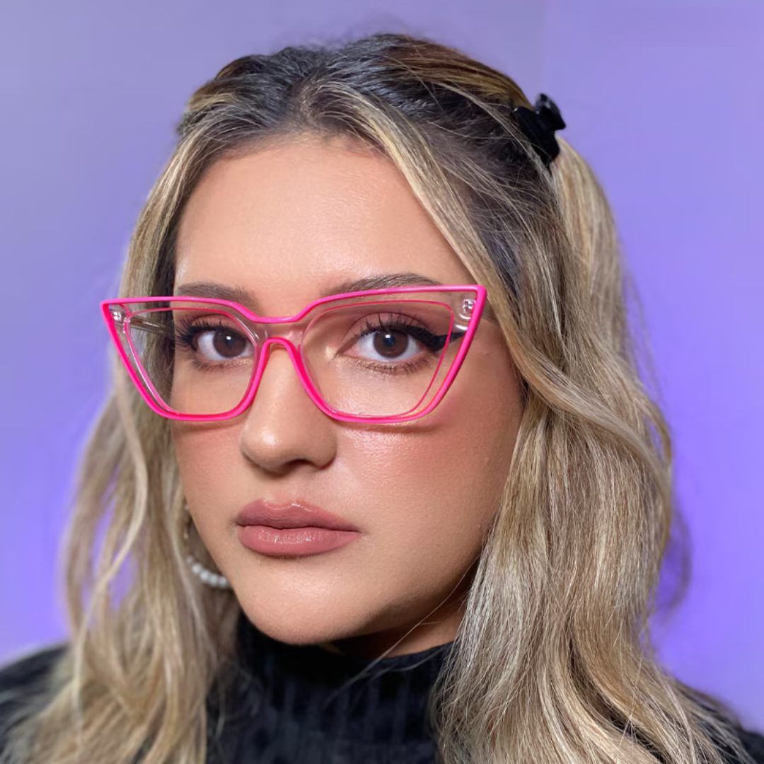 Spectacle Frames Pink Eyeglasses For Women Stylish Neon Pink Cat
