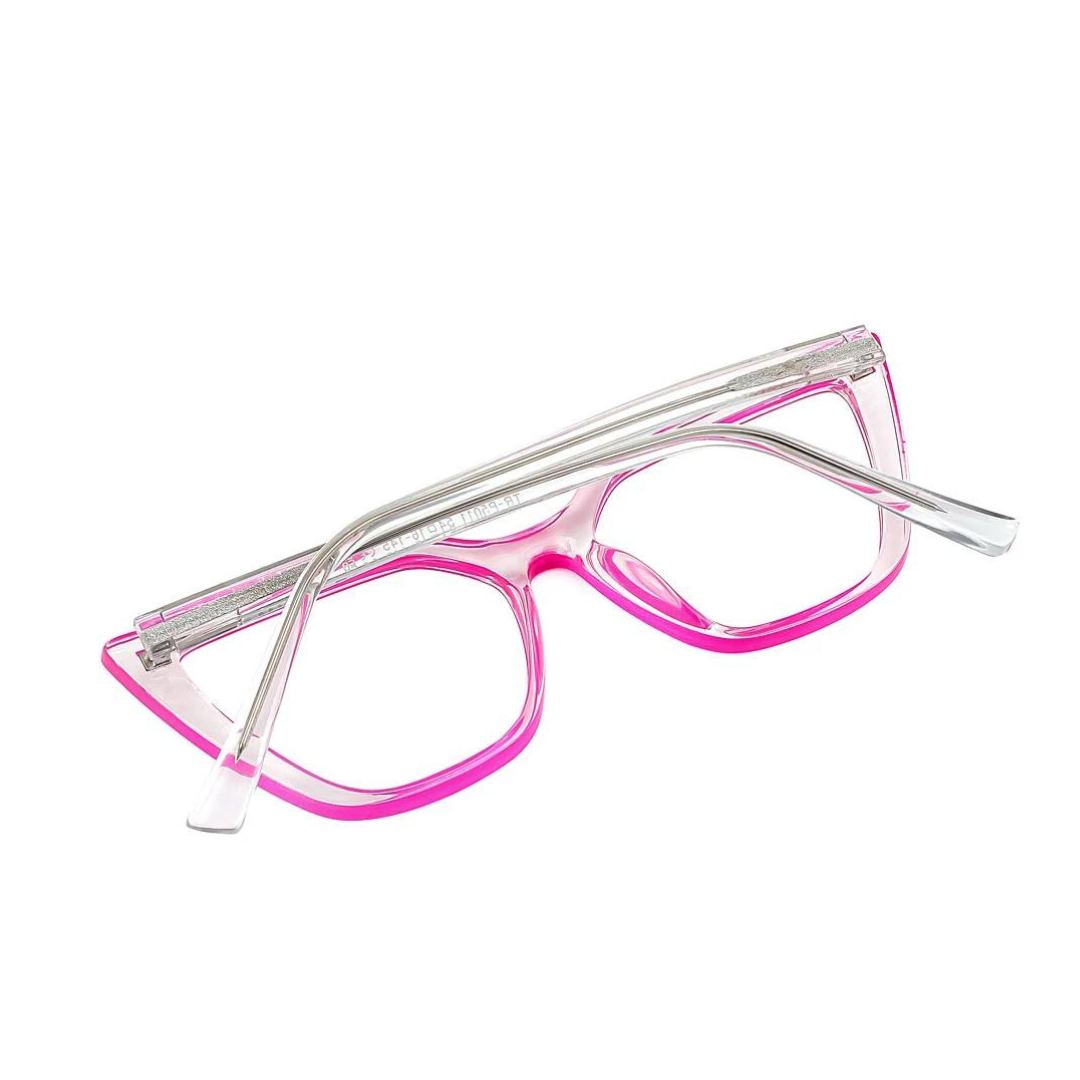 Eye-catching cat eye computer glasses in vibrant pink.