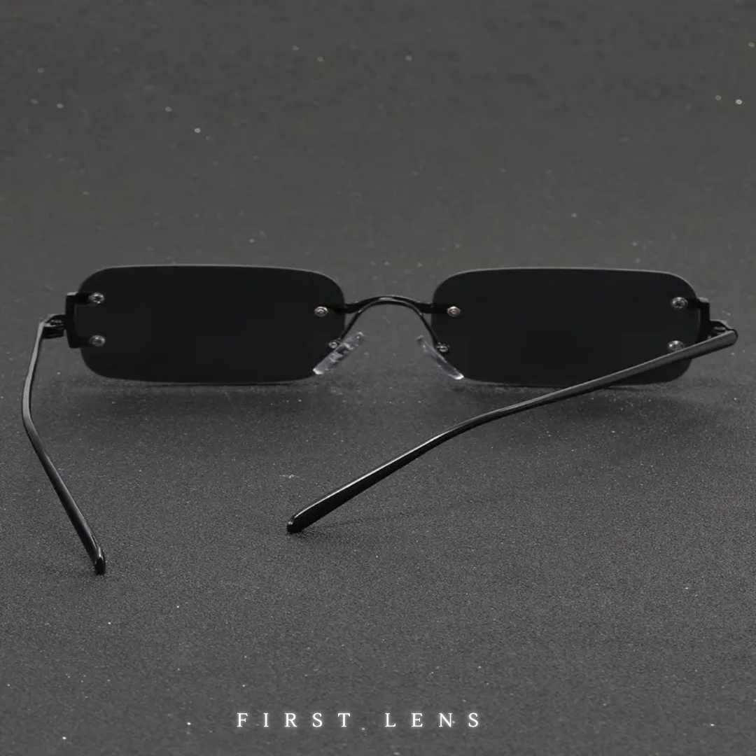 First Lens Noir Edge Rectangle Sunglasses UV400 - Black - S050