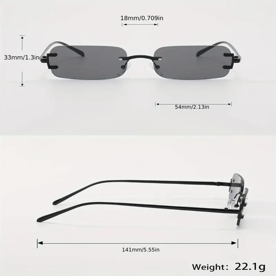 First Lens Noir Edge Rectangle Sunglasses UV400 - Black - S050