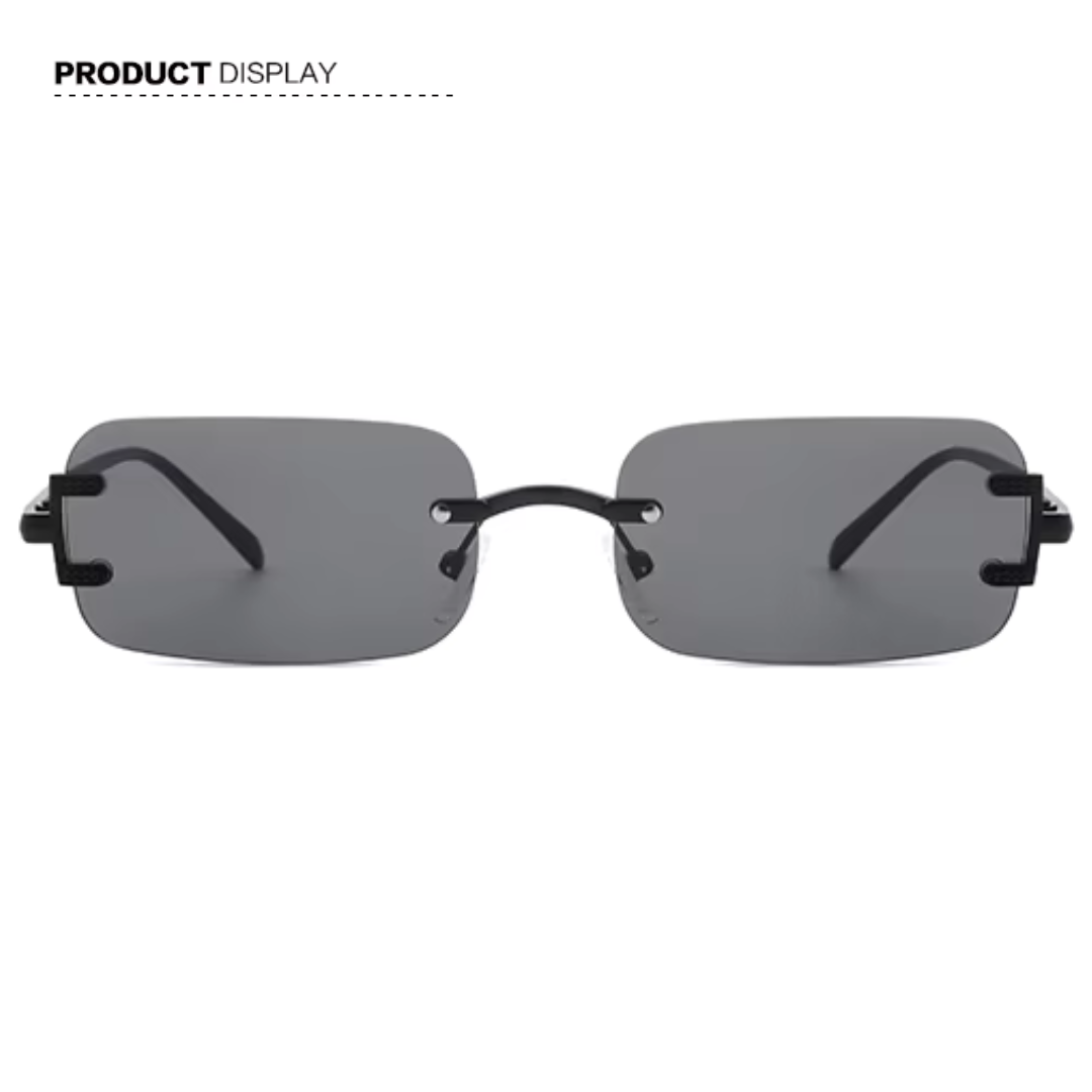First Lens Noir Edge Rectangle Sunglasses UV400 - Black - S050