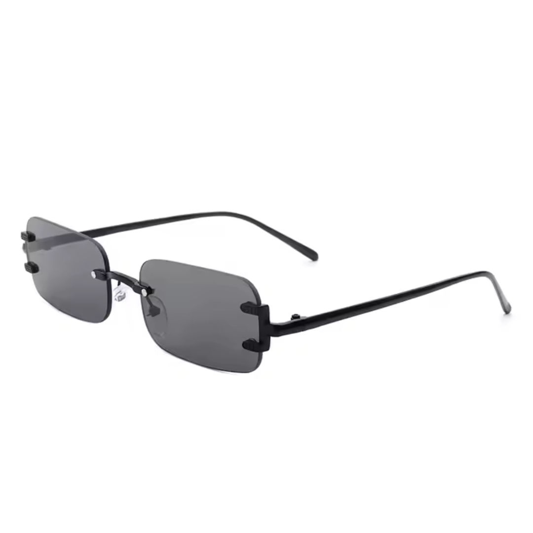 First Lens Noir Edge Rectangle Sunglasses UV400 - Black - S050