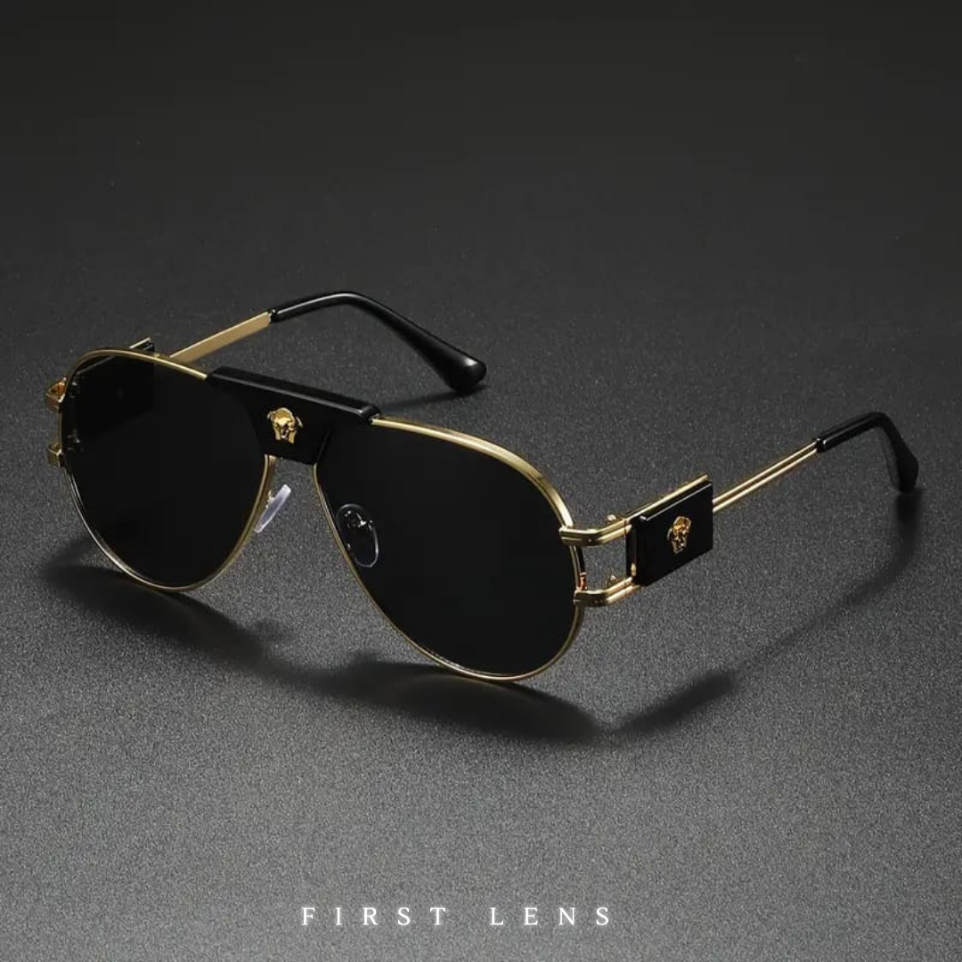 First Lens Pilot Oval Classic Sunglasses - Black - S059