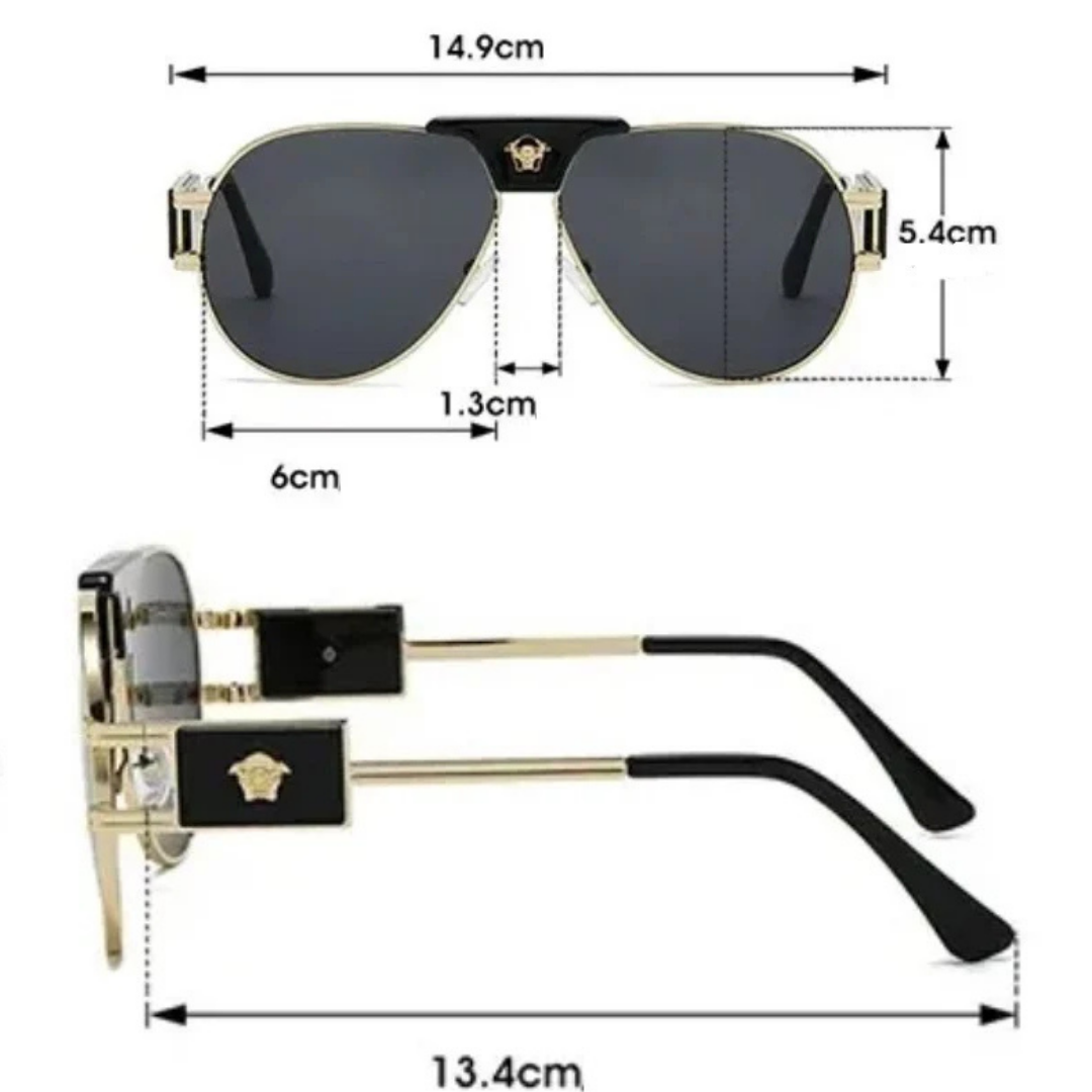 First Lens Pilot Oval Classic Sunglasses - Black - S059