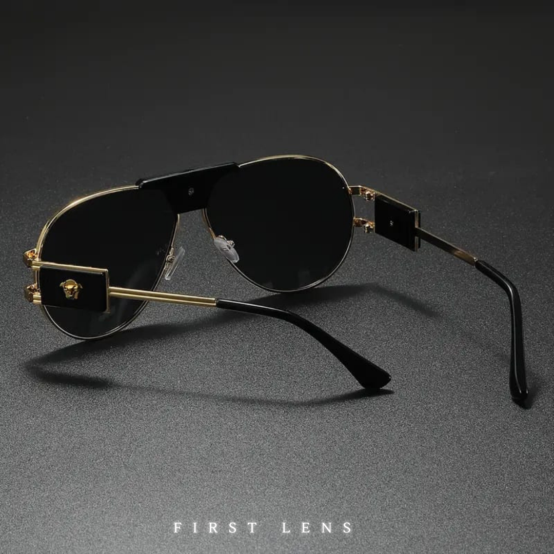 First Lens Pilot Oval Classic Sunglasses - Black - S059