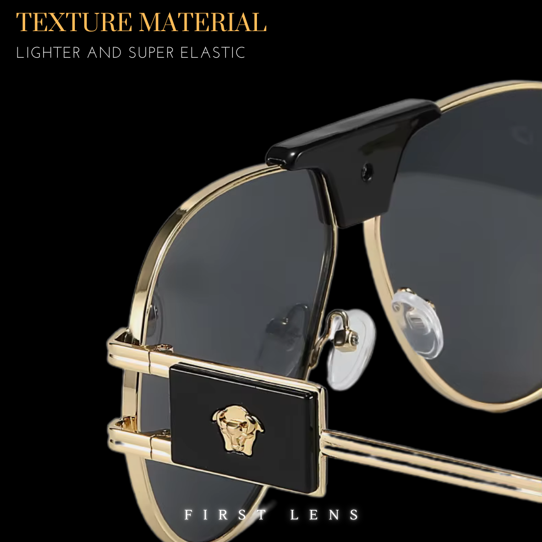 First Lens Pilot Oval Classic Sunglasses - Black - S059