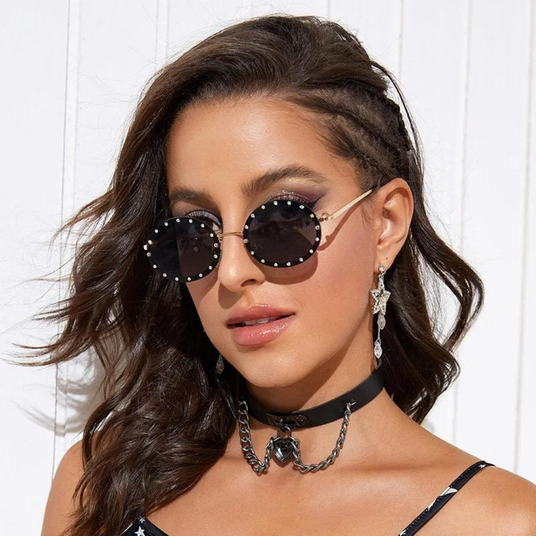 First Lens Prism Crystal Oval Sunglasses - S069