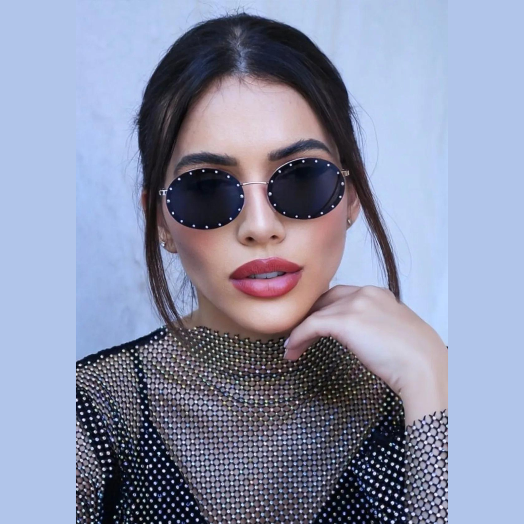 First Lens Prism Crystal Oval Sunglasses - S069