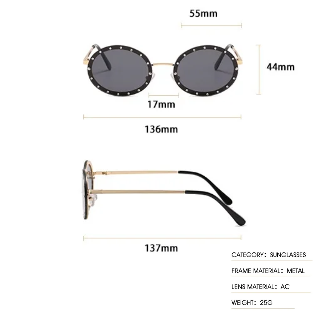 First Lens Prism Crystal Oval Sunglasses - S069