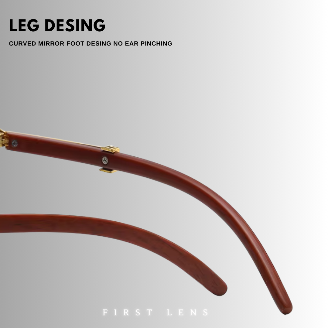 First Lens Rectangle Classic Rimless Sunglasses - S057