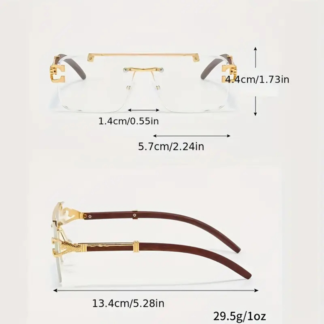 First Lens Rectangle Classic Rimless Sunglasses - S057