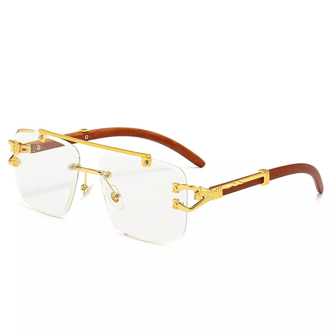 First Lens Rectangle Classic Rimless Sunglasses - S057