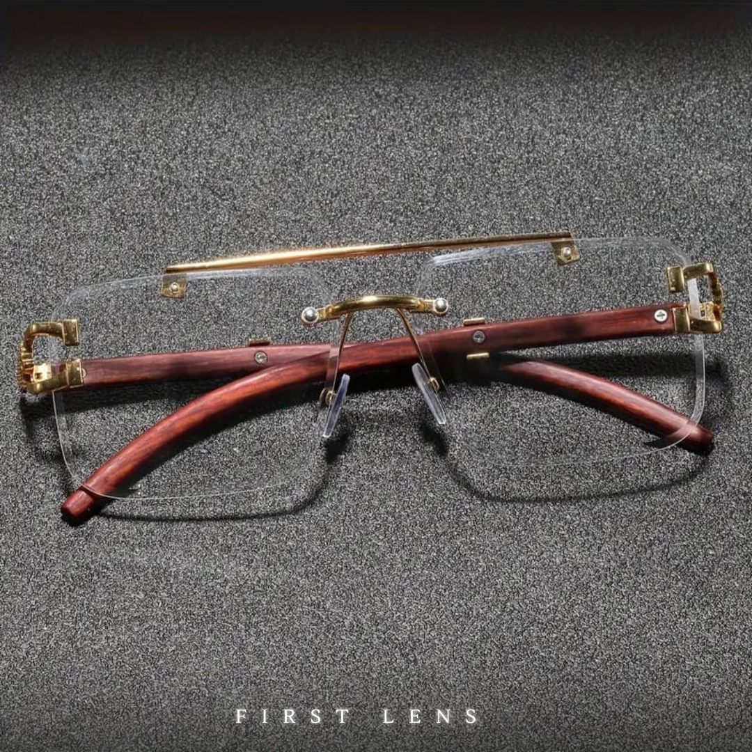 First Lens Rectangle Classic Rimless Sunglasses - S057