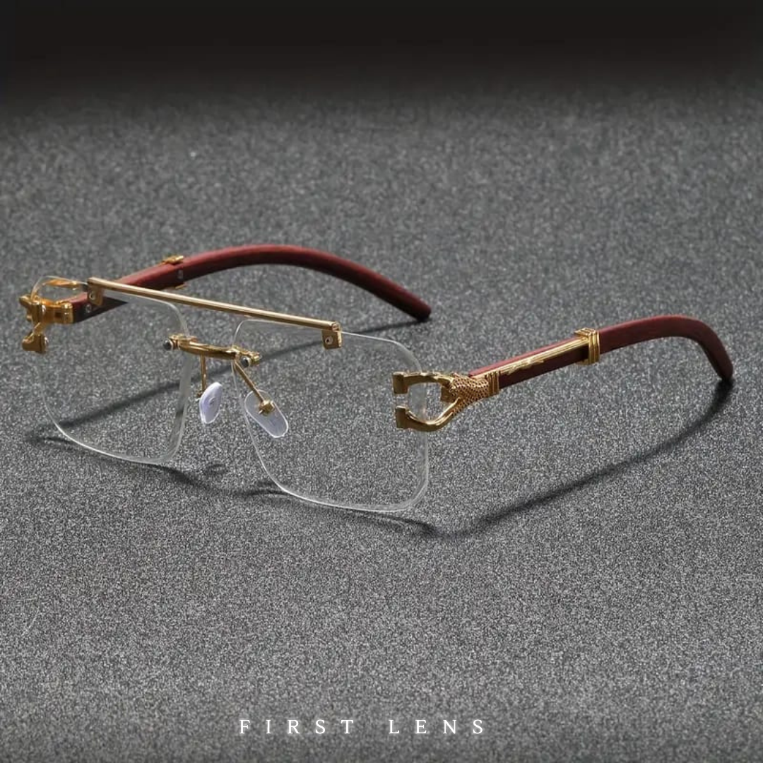 First Lens Rectangle Classic Rimless Sunglasses - S057