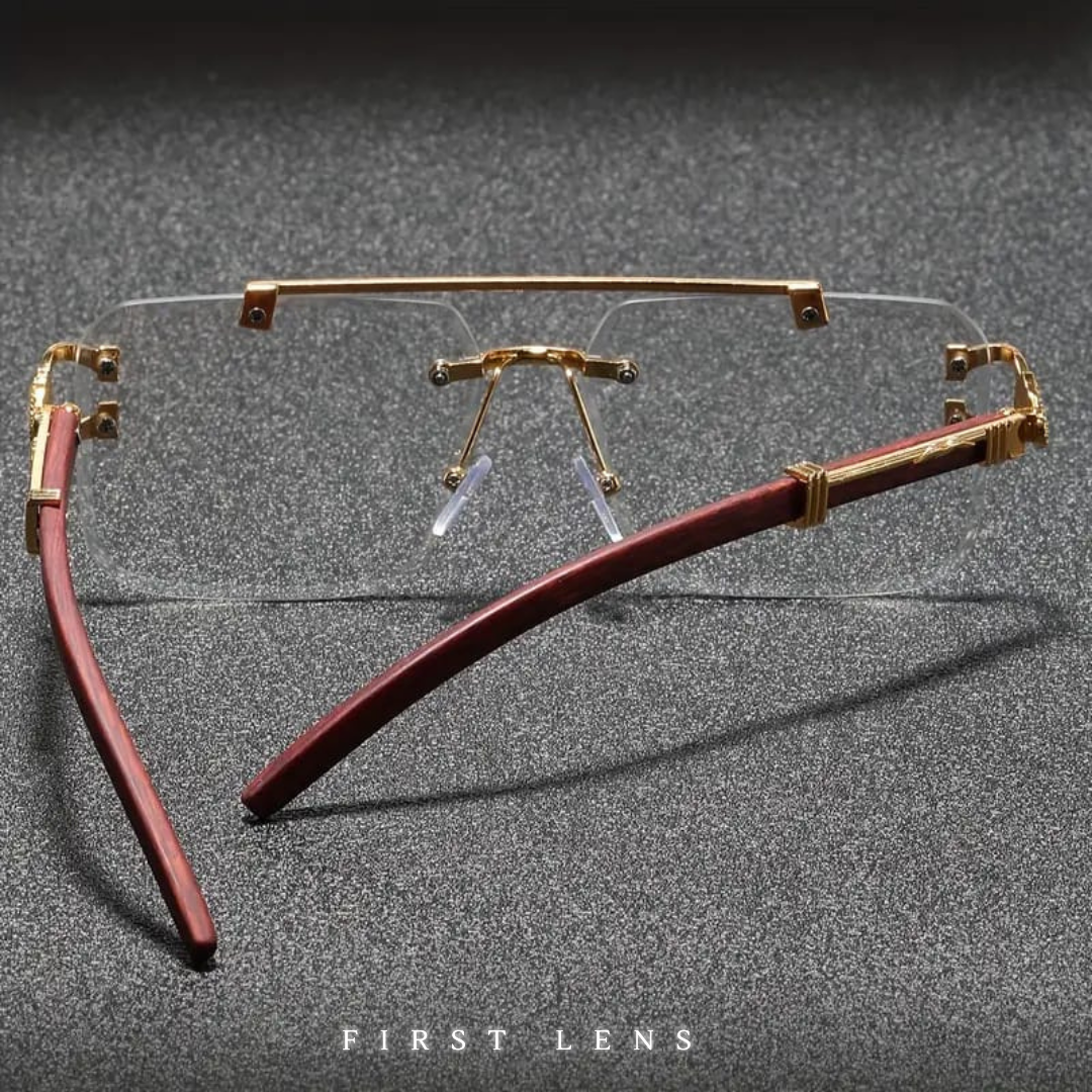 First Lens Rectangle Classic Rimless Sunglasses - S057