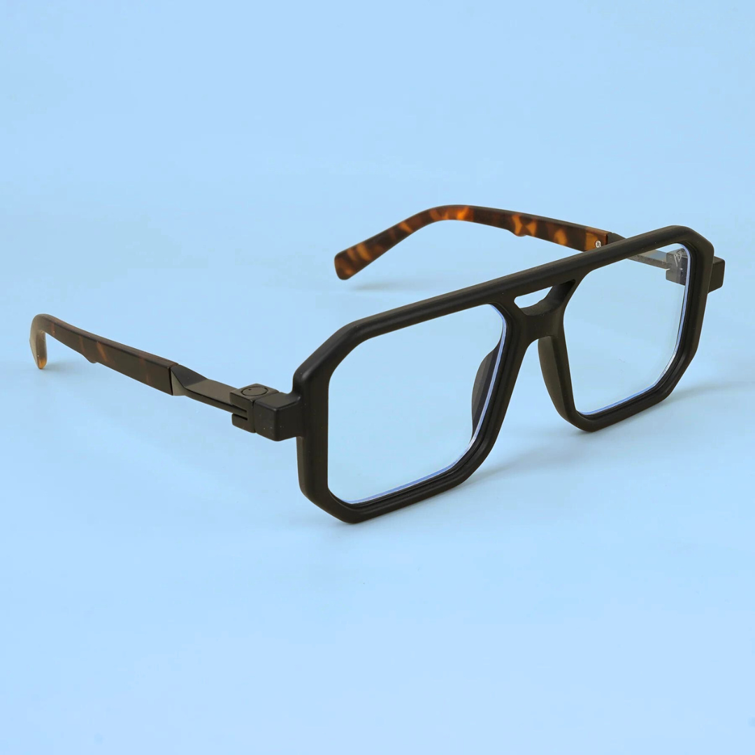 Close-up of First Lens Retro Classic Frame Computer Glasses 001 - Black, highlighting the classic design