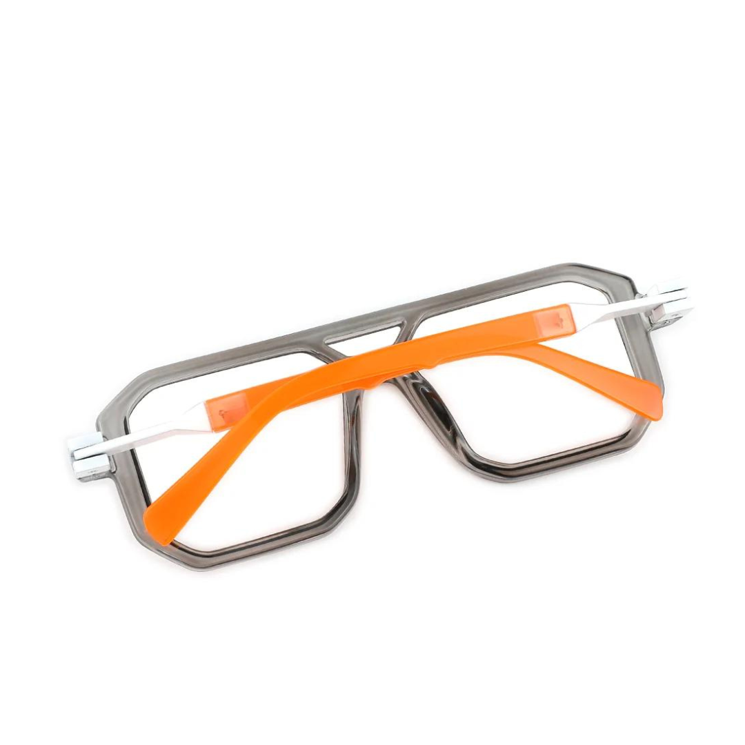 First Lens Retro Classic Frame Computer Glasses 003 - Orange on a white background