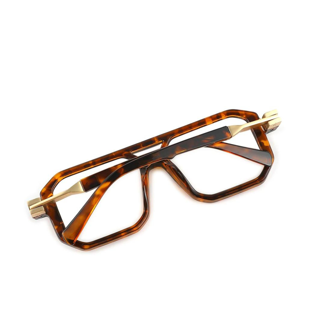 Side view of First Lens Retro Classic Frame Computer Glasses 002 - Leopard