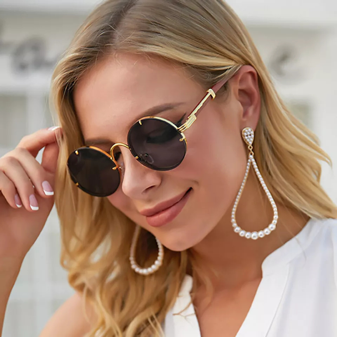 First Lens Retro Gothic Round Sunglasses - S076