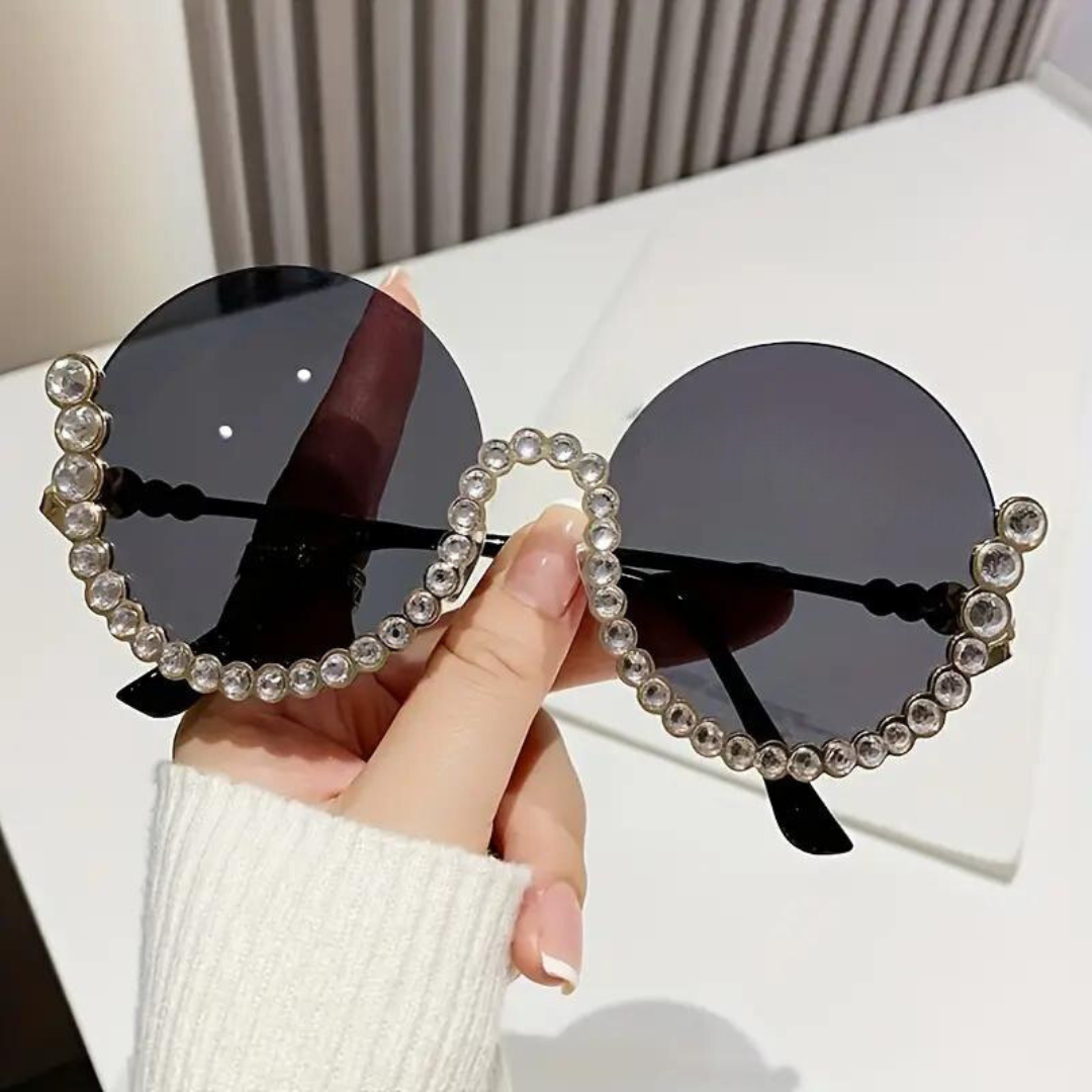 First Lens Rhinestone Oversize Women Sunglass 400UV Polycarbonate Sunglasses