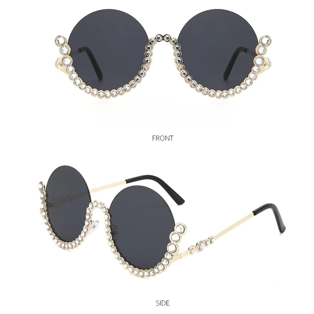 First Lens Rhinestone Oversize Women Sunglass - 400UV Polycarbonate Sunglasses - S077