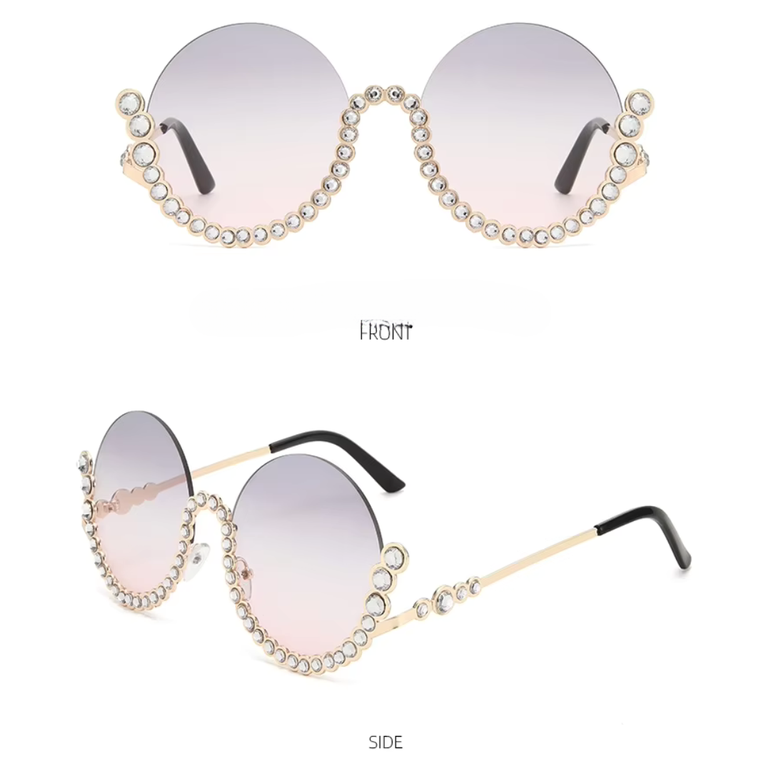 First Lens Rhinestone Oversize Women Sunglass - 400UV Polycarbonate Sunglasses - S077