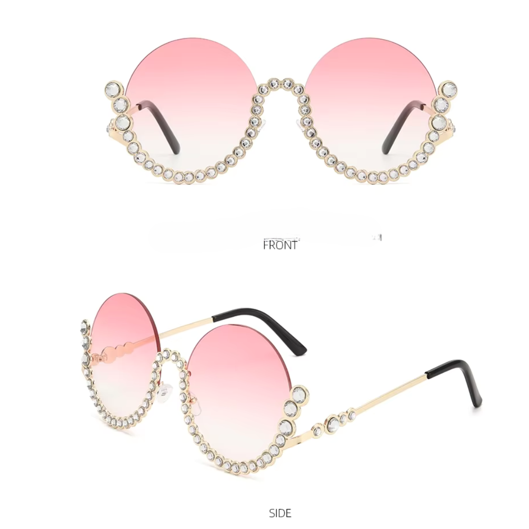 First Lens Rhinestone Oversize Women Sunglass - 400UV Polycarbonate Sunglasses - S077