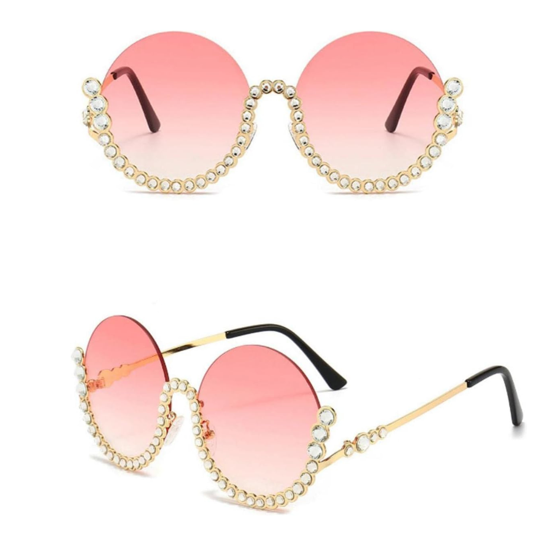 First Lens Rhinestone Oversize Women Sunglass - 400UV Polycarbonate Sunglasses - S077