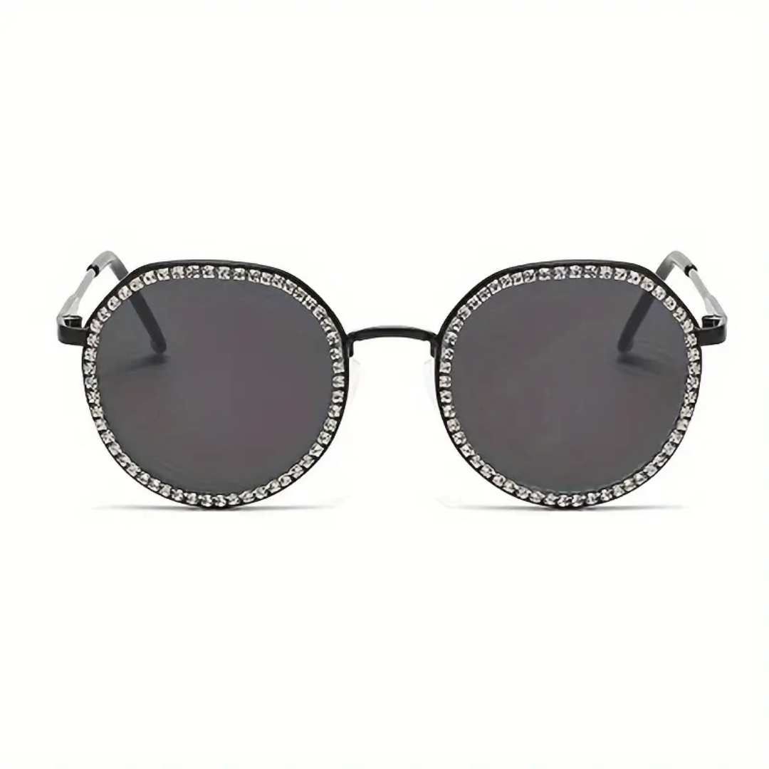 First Lens Round Glimmer-Lens Diamante Sunglasses - S061
