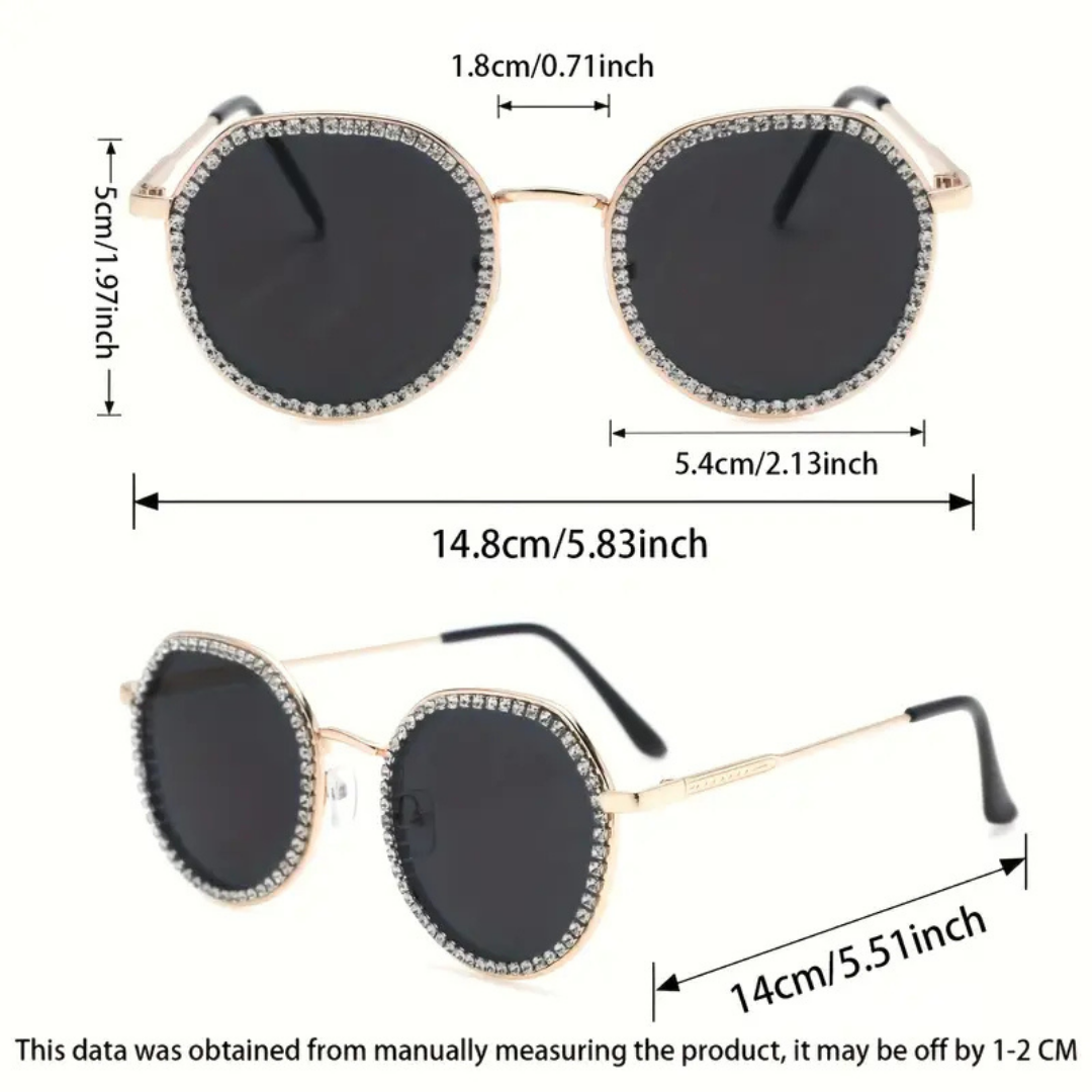 First Lens Round Glimmer-Lens Diamante Sunglasses - S061