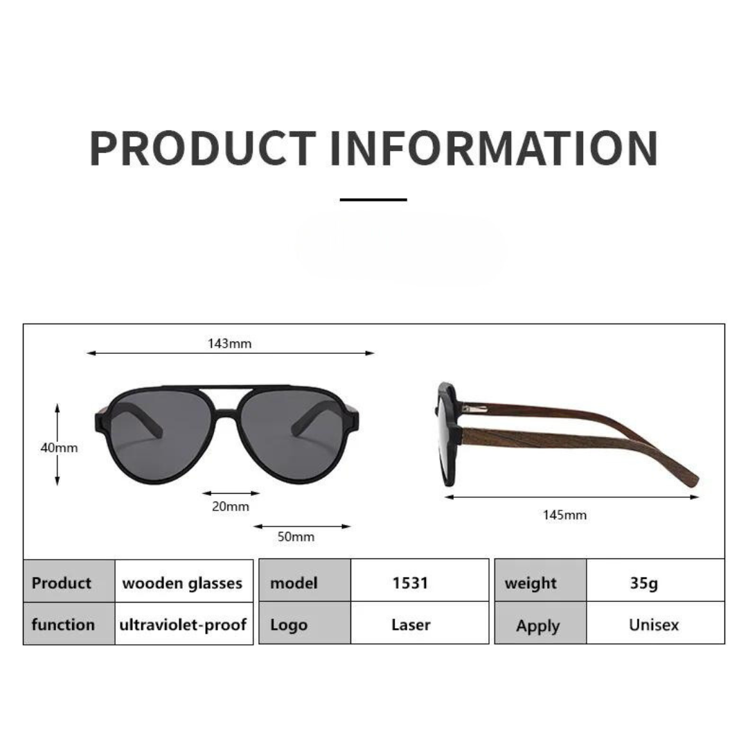 First Lens Sustainable Wooden Sunglasses UV + Polarized 010