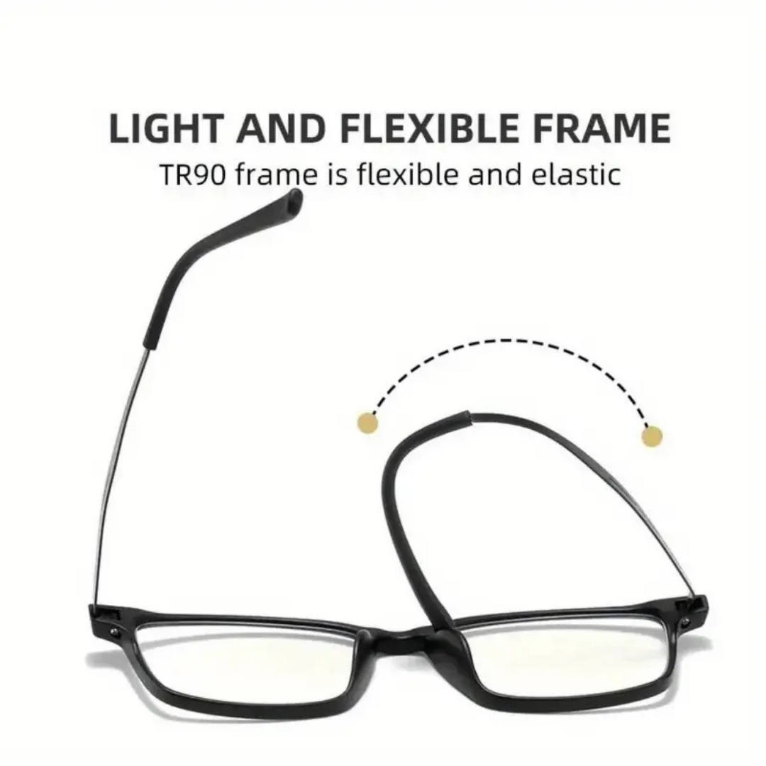 First Lens Titanium Rect Blue Light Blocking Reading Glasses - R006