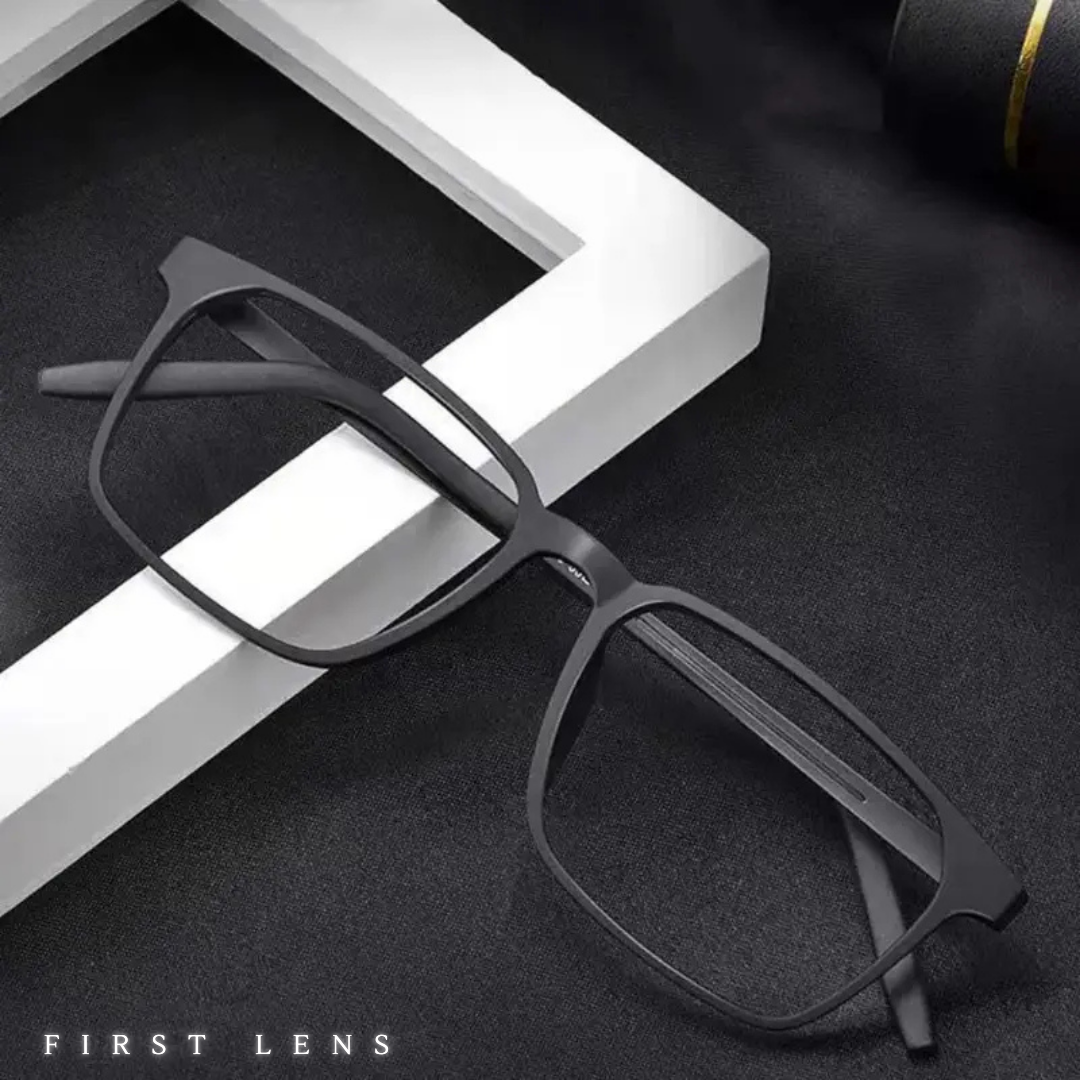 First Lens Titanium Rect Blue Light Blocking Reading Glasses - R006