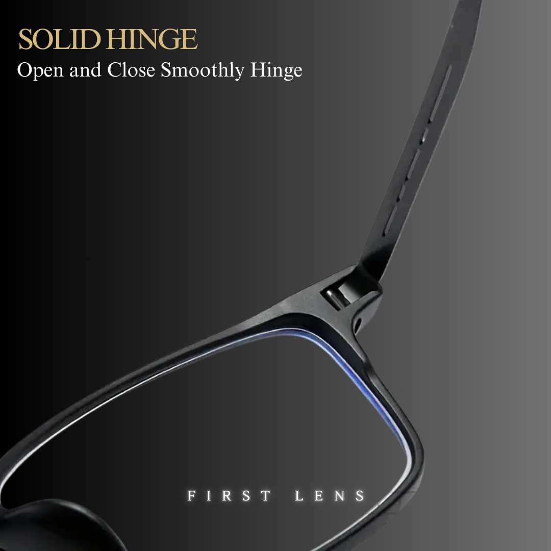 First Lens Titanium Rect Blue Light Blocking Reading Glasses - R006