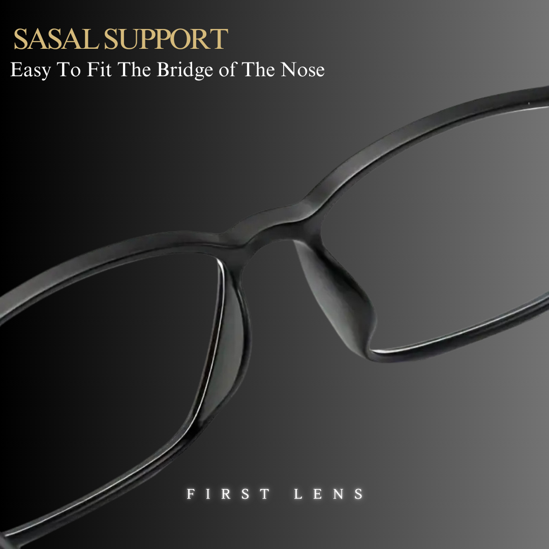 First Lens Titanium Rect Blue Light Blocking Reading Glasses - R006