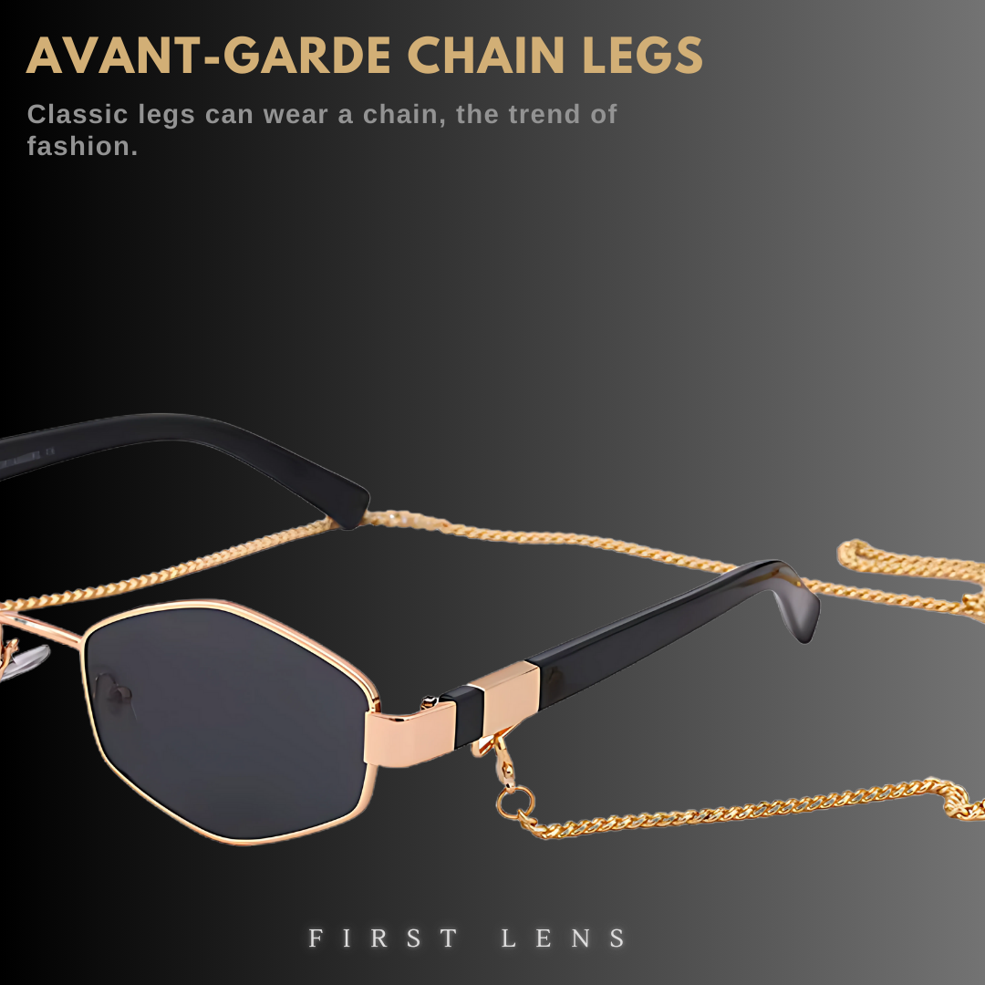 First Lens Vintage Punk Chic Chain Sunglasses - UV400 - S054