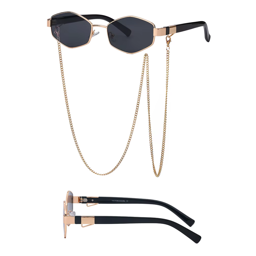First Lens Vintage Punk Chic Chain Sunglasses - UV400 - S054