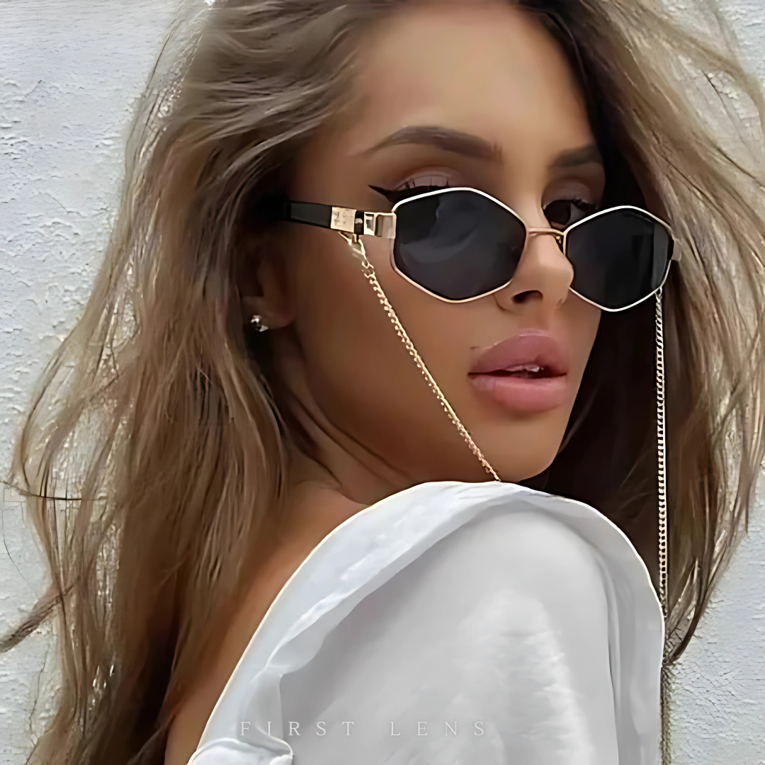 First Lens Vintage Punk Chic Chain Sunglasses - UV400 - S054